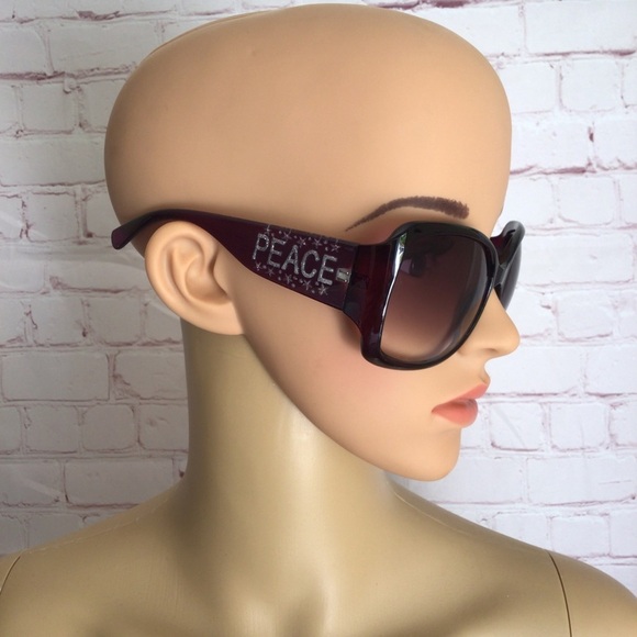 None Accessories - Purple and Silver Peace Shimmering Sparkle Oversized Sunglasses